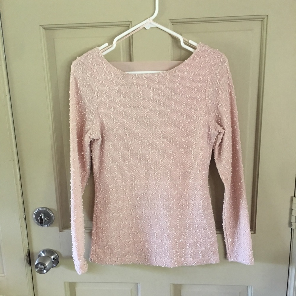 Pink Textured Knit Top with Sparkle